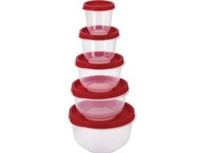 SILVERCREST® Set de 5 boîtes de conservation (Rond, rouge)