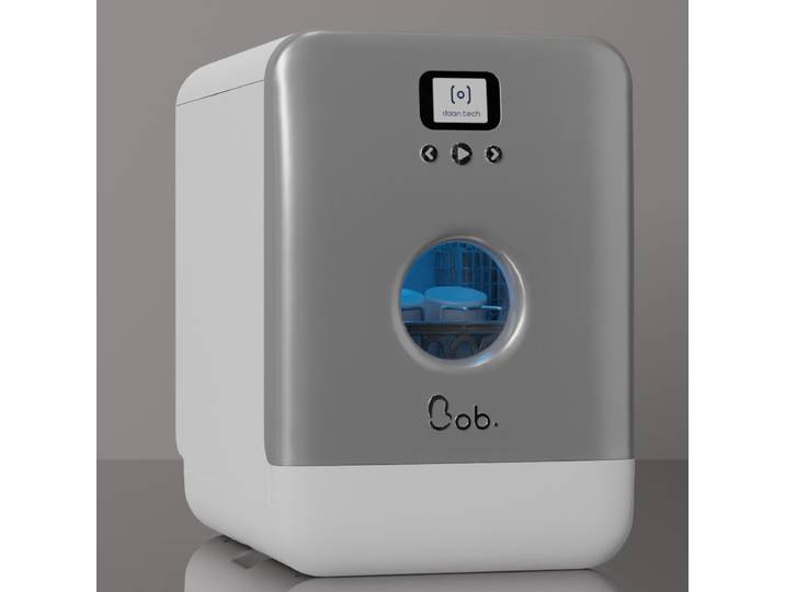 Bob Mini Lave-Vaisselle compact écologique 3 couverts 34cm - Gris Métallique/Blanc