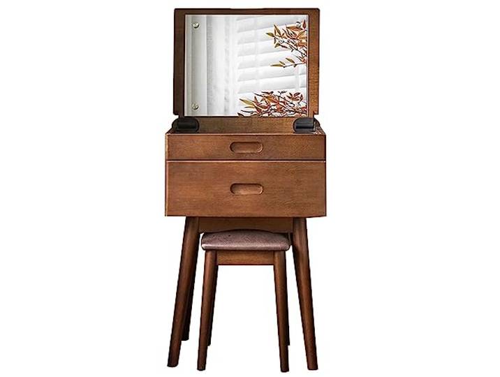 Schminktisch Und Schminktisch Aus Holz Schlafzimmerkommode Aufbewahrungsschrank Mit Spiegel Holztisch Und Hocker