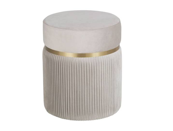 Pouf rond beige et doré