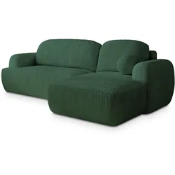 ECKSOFA MODENZA P R-S Grün Kordstoff mit Schlaffunktion