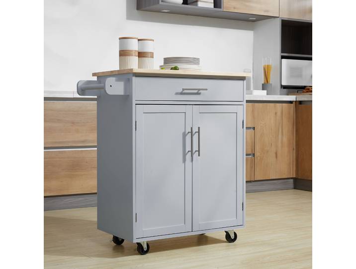HOMCOM Desserte Cuisine Grise avec Roulettes