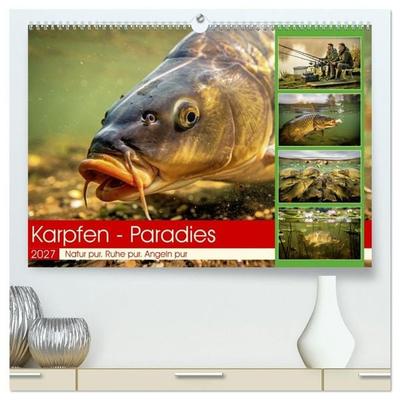 Karpfen - Paradies (hochwertiger Premium Wandkalender 2027 DIN A2 quer), Kunstdruck in Hochglanz