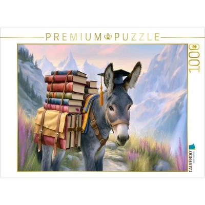 CALVENDO Puzzle Esel mit Büchern bepackt | 1000 Teile Lege-Größe 64x48cm Foto-Puzzle für glückliche Stunden, von , Calvendo Puzzle