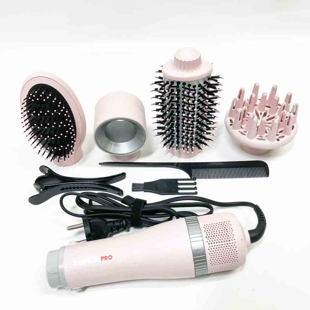 PARWIN PRO BEAUTY 4-in-1 haardroger en föhnborstel set met ionische technologie, 1000 watt, roze