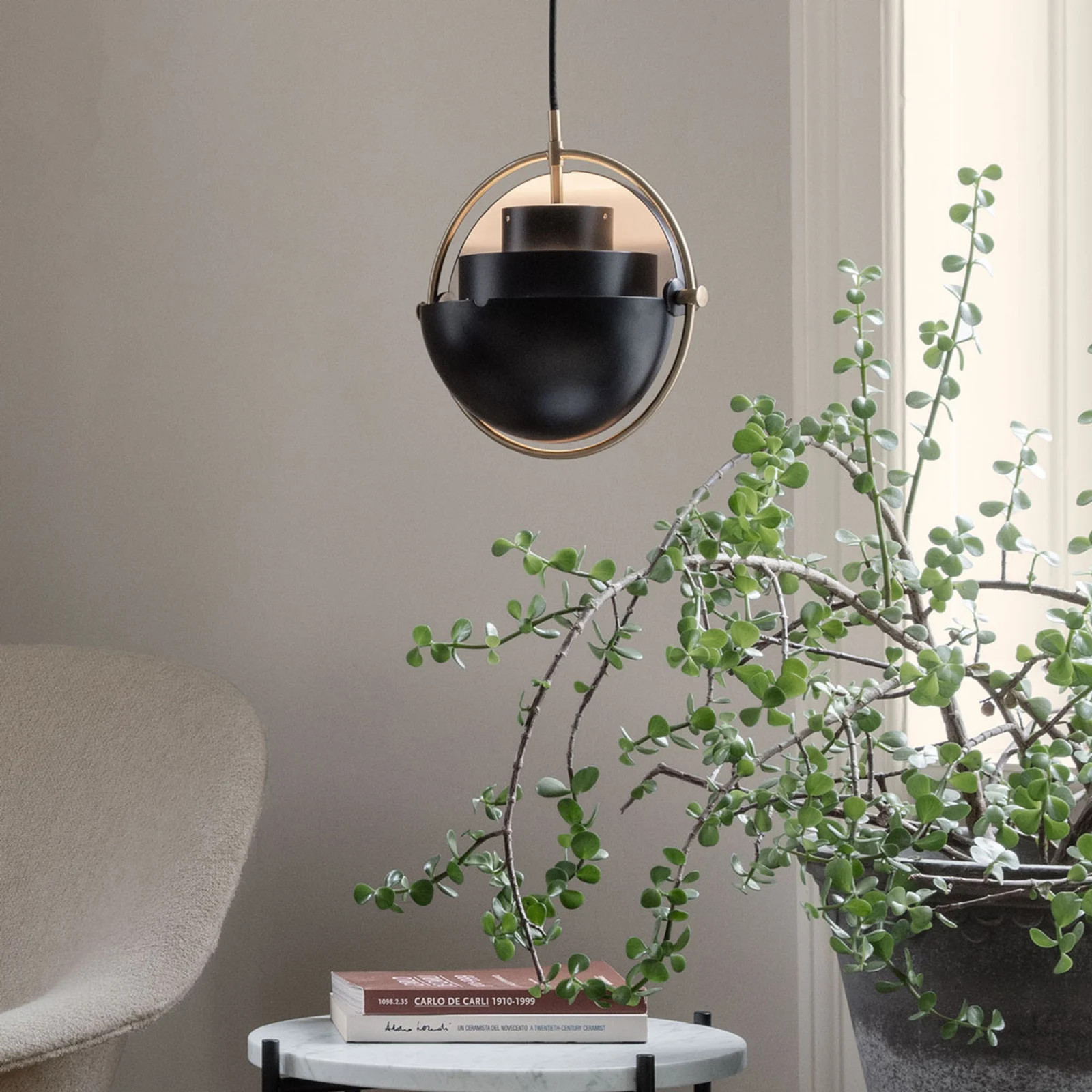 Gubi Multi-Lite hanglamp chroom/zwart Ø36 cm