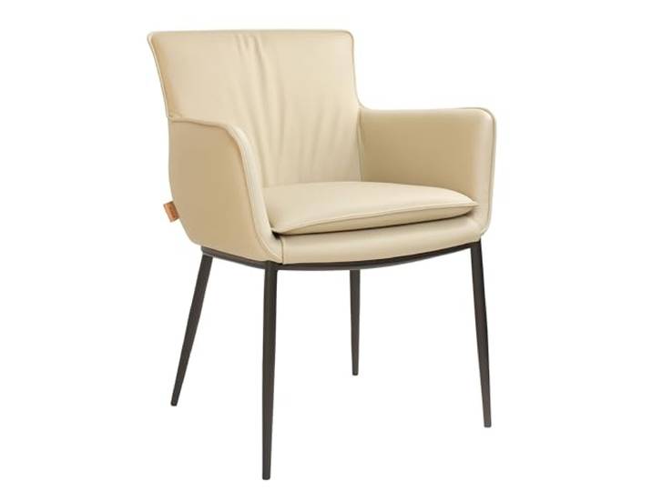 SIX Komfortabler Lusso Echtleder Stuhl - Hochwertiges Rindsleder, belastbar bis 150 kg, ergonomisch, stabil, ideal für Esszimmer, Büro, Konferenzraum - in Schwarz (Sand)