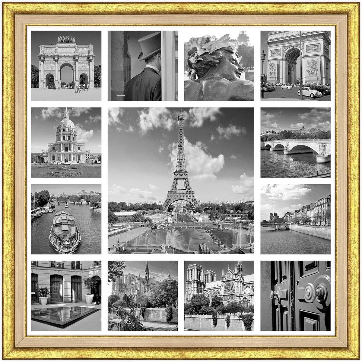 Wanddecoratie Schilderij Poster in Goud en Ivoor - 70 x 70 cm