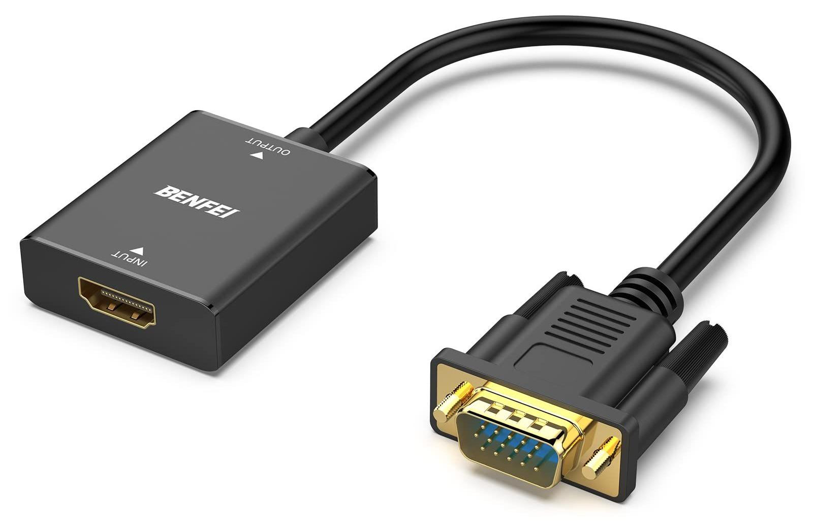 HDMI naar VGA-adapter met audio-aansluiting, vrouwelijke HDMI-ingang naar mannelijke VGA-uitgang