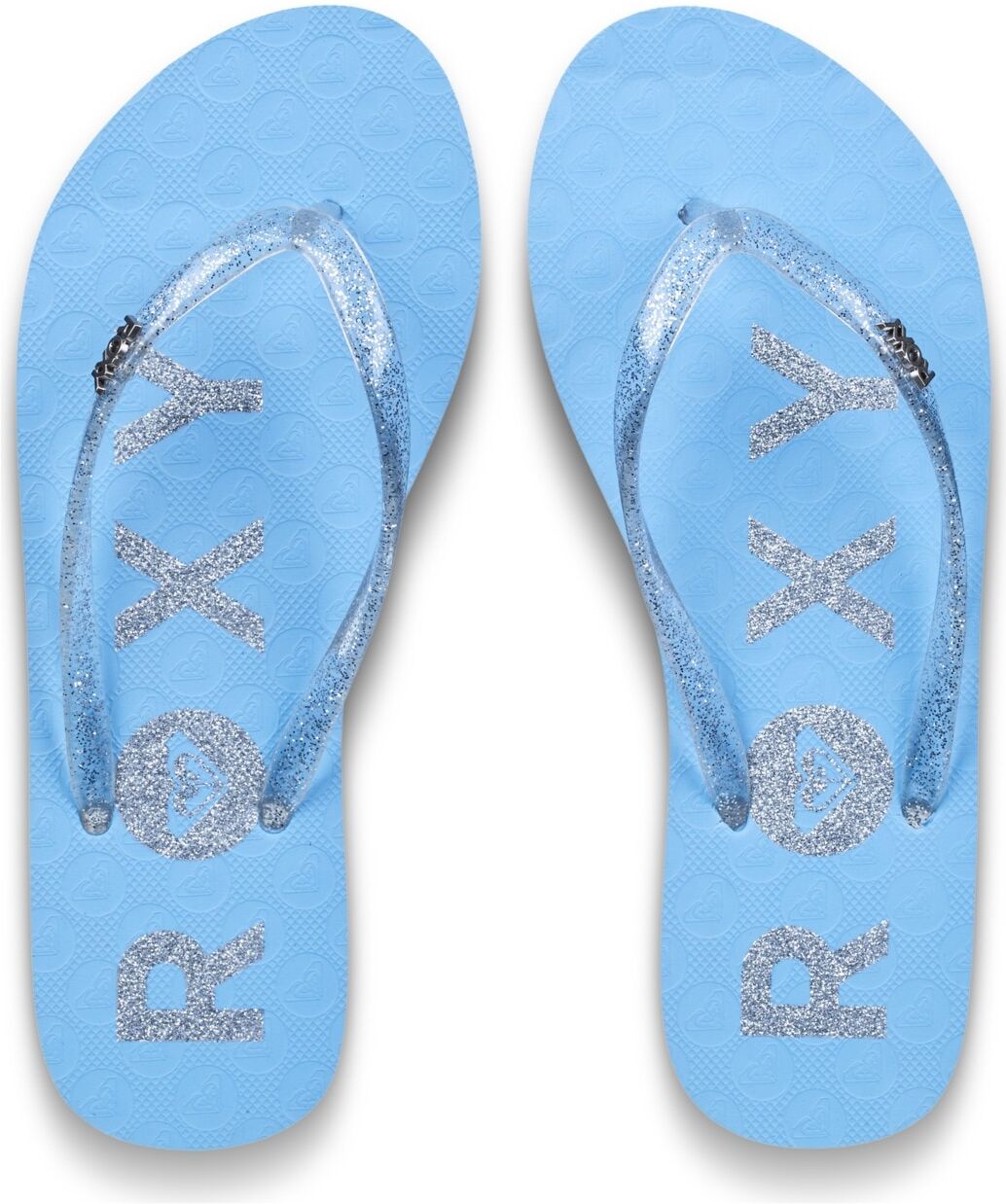 Sandale ROXY "Viva Sparkle", Damen, Gr. 10 (41), blau (blau jay, silber), Obermaterial: 98% Synthetikmaterial, 2% Metall / Futter: 100% Synthetikmaterial / Aussensohle: 100% Moosgummi., Schuhe Sandale blau jay, silber 10 (41)
