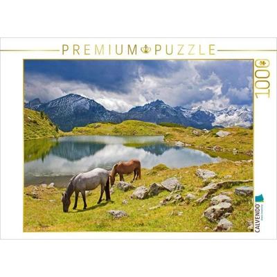 CALVENDO Puzzle Zwei Pferde am Krummschnabelsee in Obertauern | 1000 Teile Lege-Größe 64x48cm Foto-Puzzle für glückliche Stunden, Game von , Calvendo