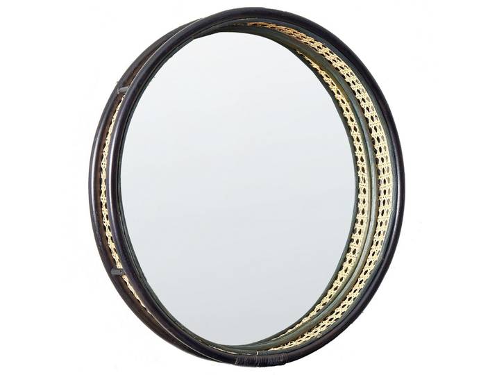 WANDSPIEGEL Rattan naturfarben/schwarz rund 60 cm Daksa
