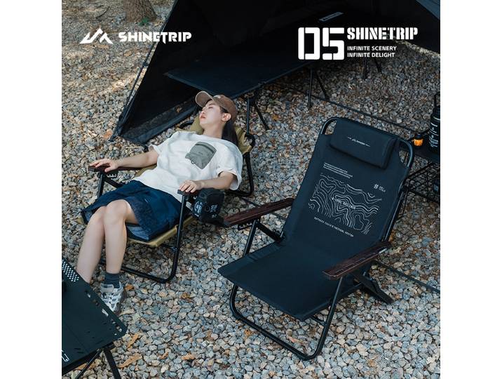 Chaise de camping pliable ShineTrip, réglable sur six positions, en aluminium, pour la pêche et les pauses déjeuner
