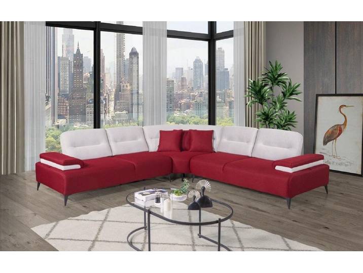 JVmoebel Ecksofa Rotes Designer-Ecksofa mit Holz- und Edelstahlakzenten, 1 Teile, Made in Europa