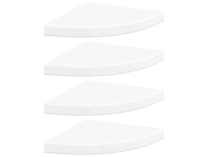 QINXIXINAIXI Eck-Schweberegale 4 STK. Hochglanz-Weiß 35x35x3,8 cm MDF Unsichtbares Befestigungssystem, Wabenplatten-Design, Metall, Bücher, Fotos, Auszeichnungen, Dekoartikel