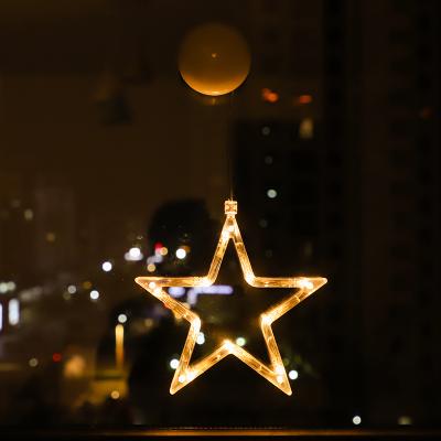 Evergreen Home Goods Christmas Sucker Lamp, Battery Powered LED Lights, Holiday Window Decoration For Home Decor, Bell Snowman Star Hanging pentagram