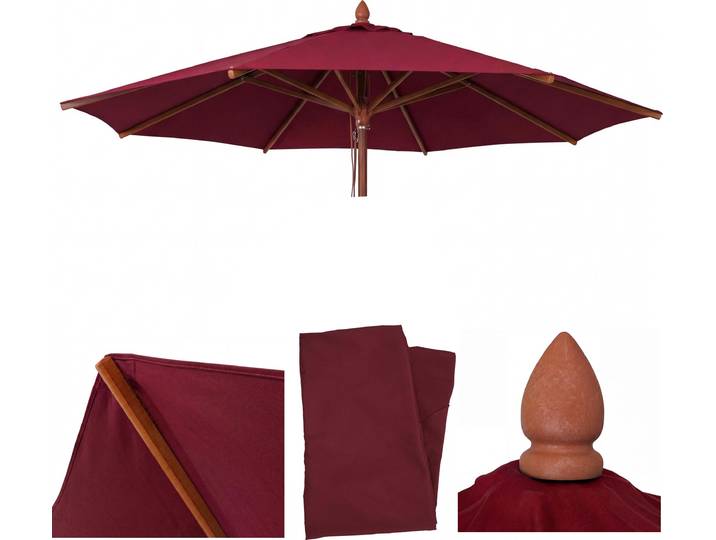 Ersatz-Bezug für Gastronomie Holz-Sonnenschirm HWC-C57b, Sonnenschirmbezug, rund Ø4m Polyester bordeaux