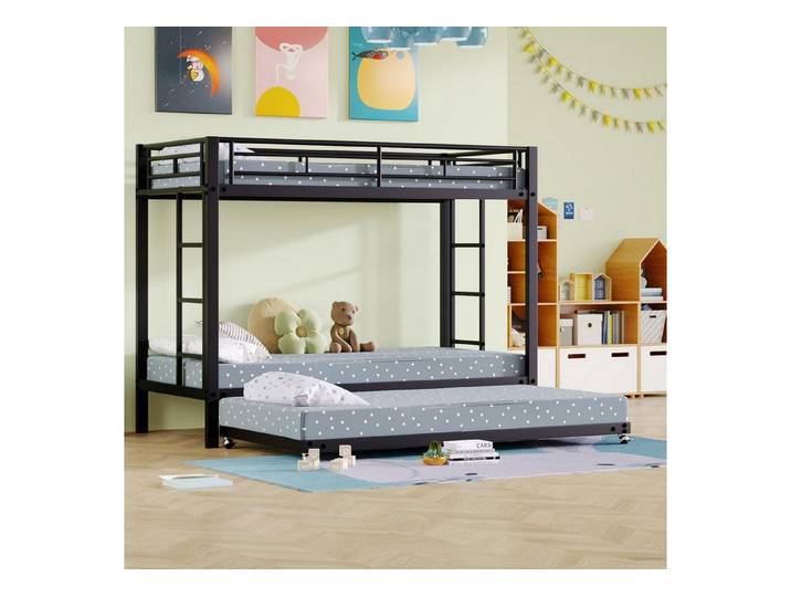 LuxusKollektion Etagenbett Etagenbett Metall Schwarz Ausziehbett 90x200cm (1-St)