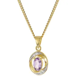 trendor 21188 Damen-Anhänger Amethyst Gold 333/8K mit vergoldeter Silberkette, 45 cm