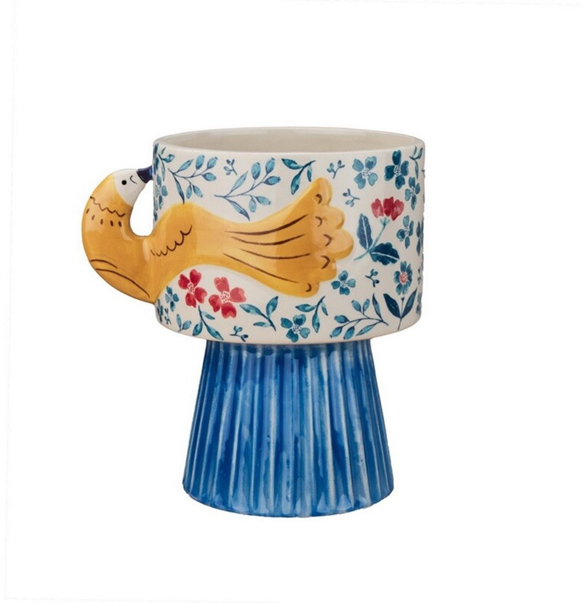 Aardewerk vaas met floral bird design