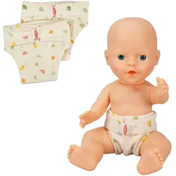 Heless - Musselin Puppen-Stoffwindeln "Freche Früchtchen", 100 % Bio-Baumwolle, Gr. 35-45 cm
