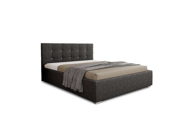 Deine Möbel 24 Polsterbett Ricardo 140/200 in Velours Anthrazit, Holz, 140x200 cm, Schlafzimmer, Betten, Polsterbetten