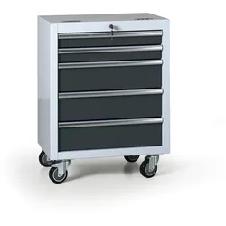 Mobiler Werkstatt-Werkzeugkasten G2, 5 Schubladen, 645 x 460 x 860 mm, Graphit
