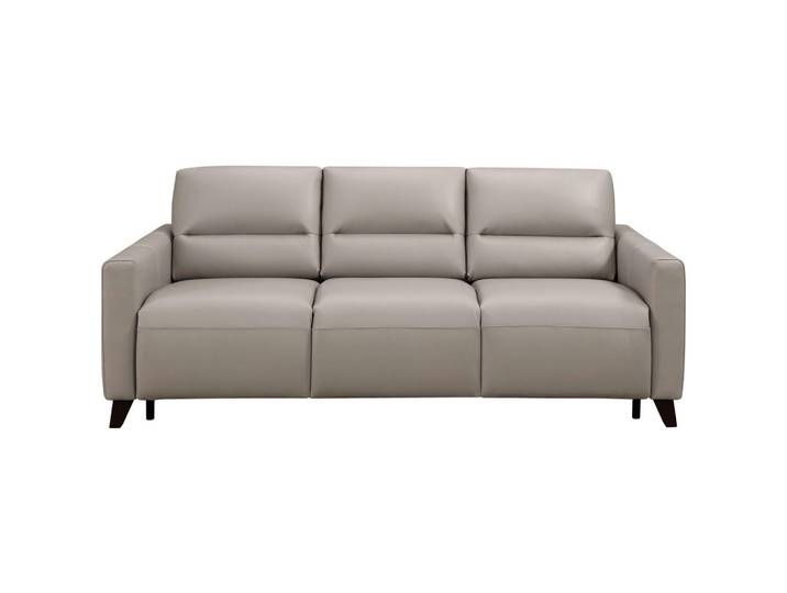 Novel Schlafsofa, Hellgrau, Holz, Echtleder, Rindleder, Eiche, Uni, 3-Sitzer, 206x89x97 cm, Wohnzimmer, Sofas & Couches, Sofas, Ledersofas