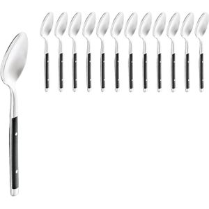 WAS Esslöffel Bistro Trend, 20 cm, Edelstahl 18/0, mit schwarzen Kunststoffgriffen, 12 Stück