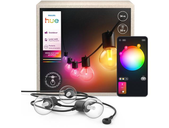 Philips Hue Festavia outdoor lichtsnoer met globe-lampen – 14 meter – 20 lampen