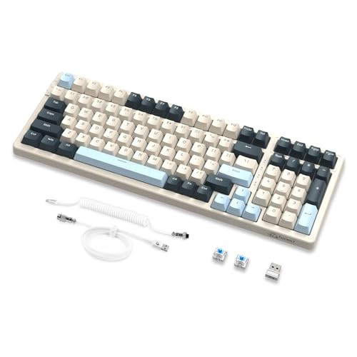 MAMBASNAKE K8 Mechanisch Toetsenbord met 3 Modi, Draadloos 2.4G/Bluetooth, RGB-verlichting en Hot Swap Blauwe Schakelaars, Paars
