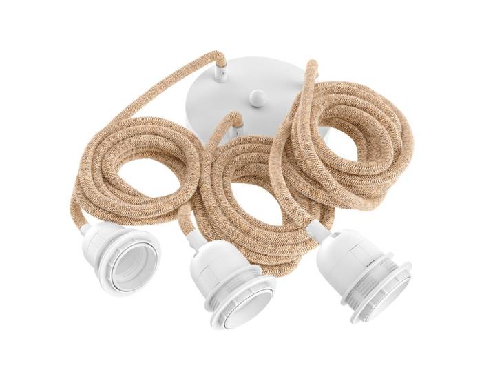 Suspension corde 3 cordons tissés ficelle blanc 2.5m