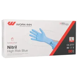 50 `WORK-INN` Handschuhe Nitril puderfrei `High Risk` blau Größe: L