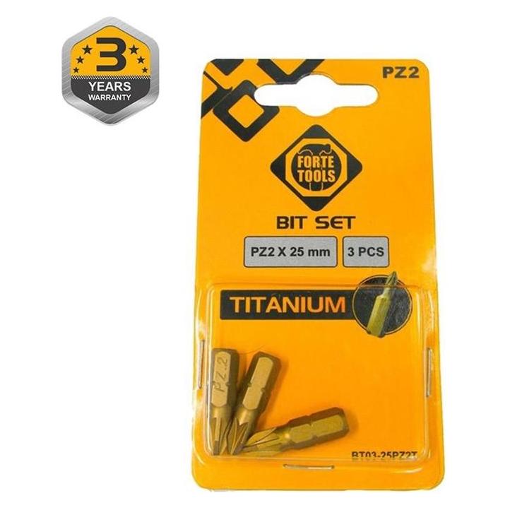 Forte tools Titanium Screwdriver Bit Pz2x25mm 3pcs (33045550)