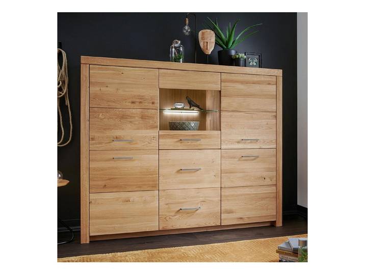 Casamia Highboard Highboard Massivholz Buffet B170 H141cm Faro Wildeiche massiv