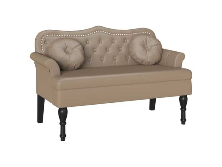 GHVBNMF Chesterfield Bank Cappuccino 120,5 cm Kunstleder 2-Sitzer Elegante Sitzbank mit Knöpfung und Holzbeinen. Ideal als Polsterbank im Schlafzimmer, Flur oder Wohnzimmer.