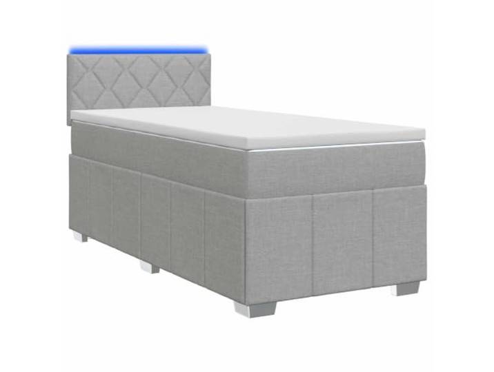 KTHLBRH Boxspringbett mit Matratze Hellgrau 100 x 200 cm Mehrfarbige LED-Lichter, verstellbares Kopfteil, Holztechnik, Taschenfedern, waschbarer Bezug, Topper inklusive