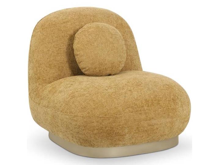 Fauteuil design courbe contemporain rembourré en chenille - Nuiba Moutarde