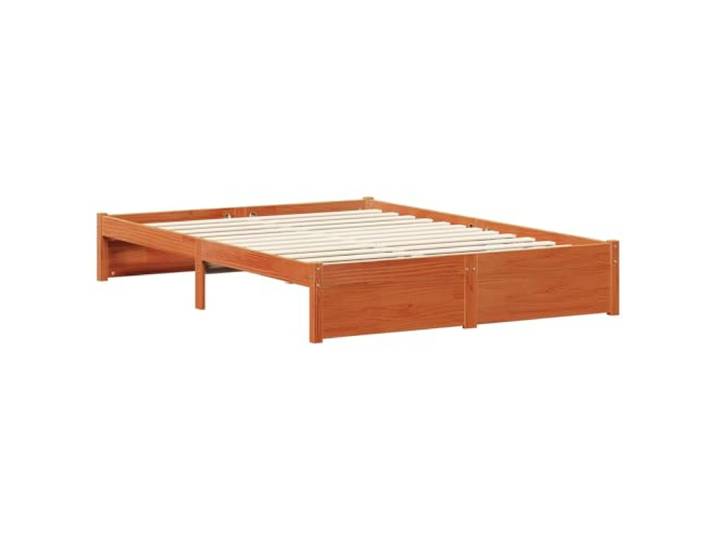 KTHLBRH Bettgestell, 2-teilig, Kiefernholz, King Size, 160 x 200 cm Lattenrost, Kopfteil mit Ablagen, braun gewachst, Traglast 200 kg