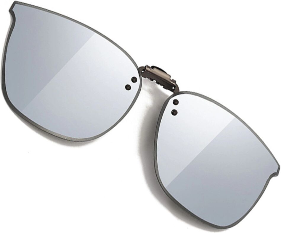 INF Polarisierte Clip-On Flip-Up Sonnenbrille mit Reißverschlusstasche – Edelstahl, Silikon, TAC-Linsen, Mehrfarbig Silber