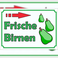 HB-Druck Werbeaufkleber Aufkleber Frische Birnen zu verkaufen mit Pfeil nach rechts A0 (841x1189mm)