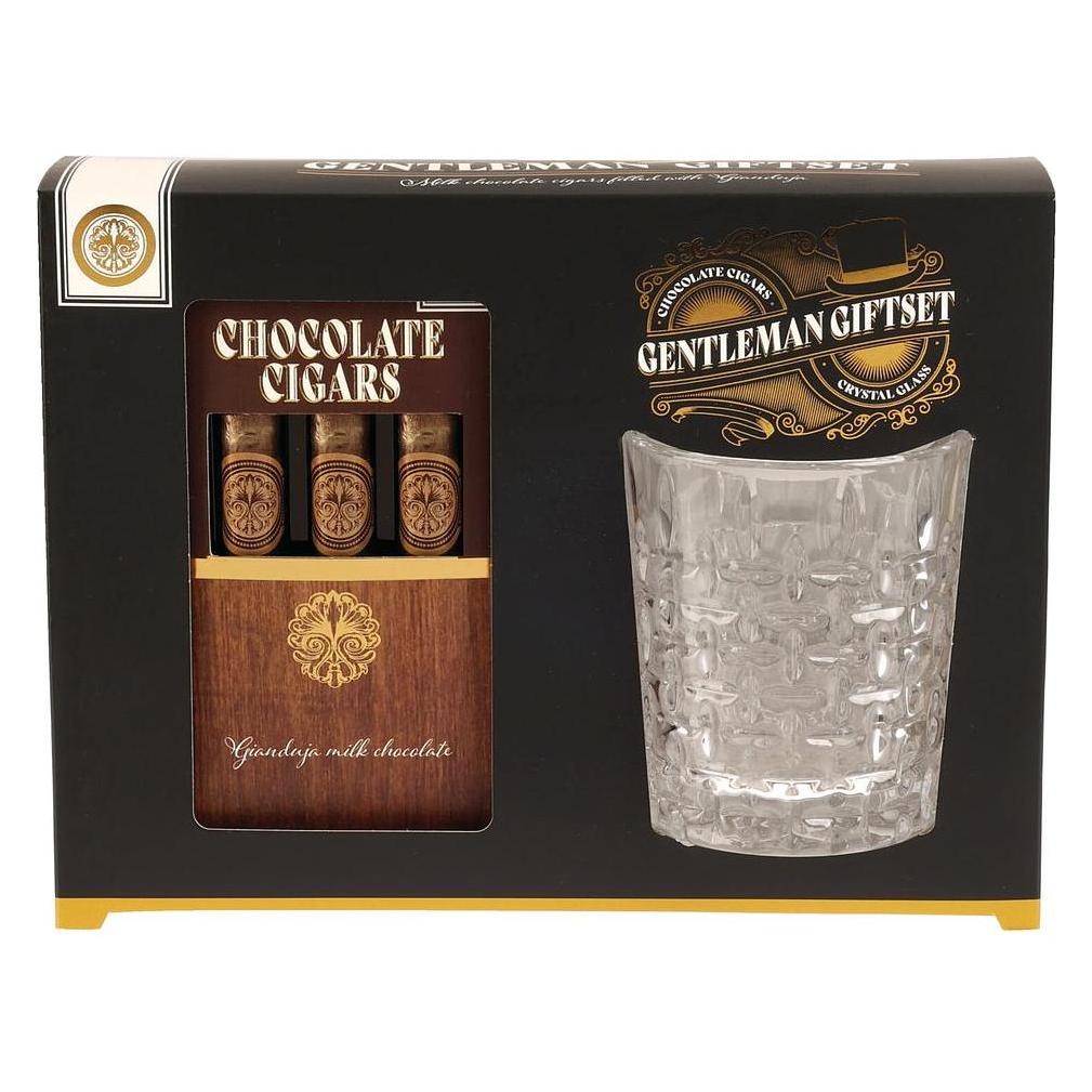 Becky's Gentleman Geschenkset - Whiskeyglas und 3 Schokozigarren (3 dl, 6x, Whiskygläser) (996274A)