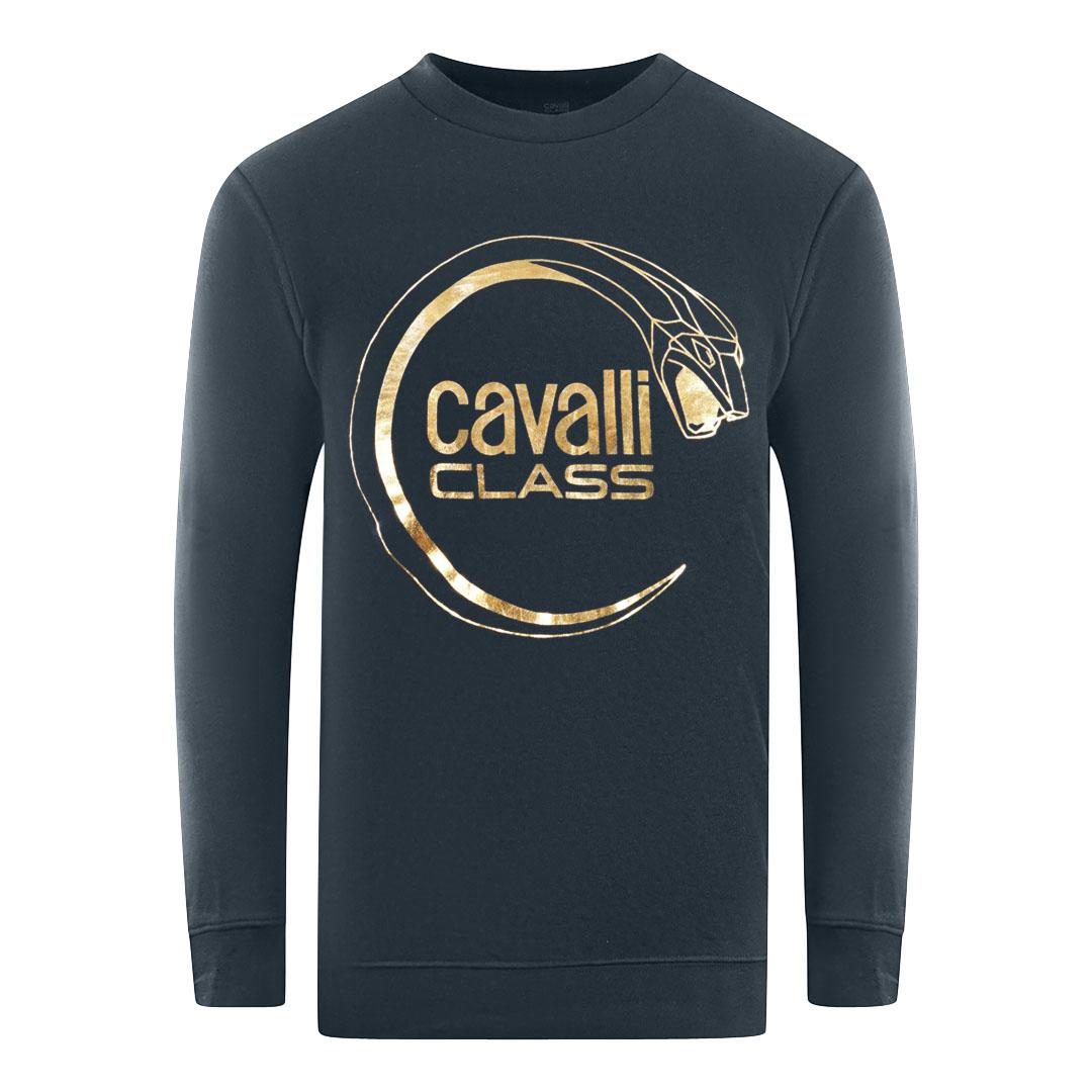 Cavalli Class Piercing Slang Logo Donkerblauwe Sweatshirt