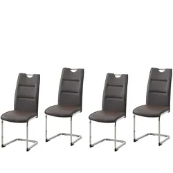HTI-Line, Stühle, Schwingstuhl 4er Set PU braun