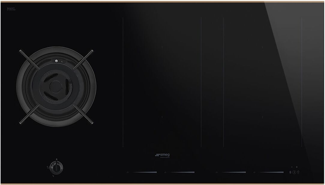 SMEG Placa inducción y gas 90 cm - PM6954R. Negro