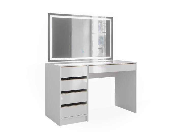 Coiffeuse avec miroir led blanc/or 120x145cm