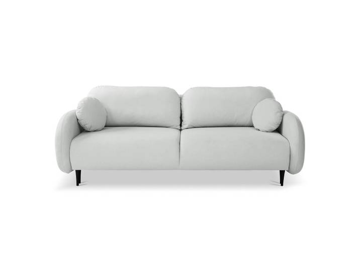 BETTSOFA AGIO Hellgrau Plüsch-Stoff mit Schlaffunktion