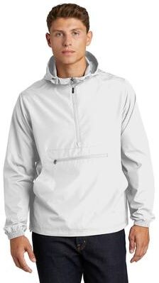 Sport-Tek JST66 Packable Anorak Jacket in White size Large   Polyester