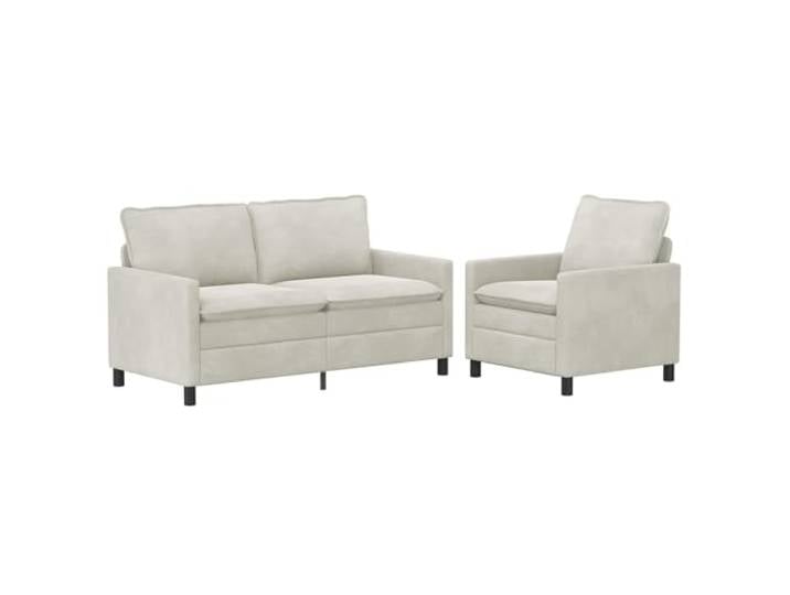 hliofuir Sofa Set 2-Teilig Samt Couch Garnitur Cremeweiß für Wohnzimmer Doppellagige Polsterung und pflegeleichter Samtbezug schaffen Komfort und stilvolles Ambiente im Gästebereich.