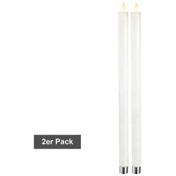 LED Stabkerzen ,M-Twinkle' , Flacker-Effekt , Batterie und Timer , 2er Set , weiß
